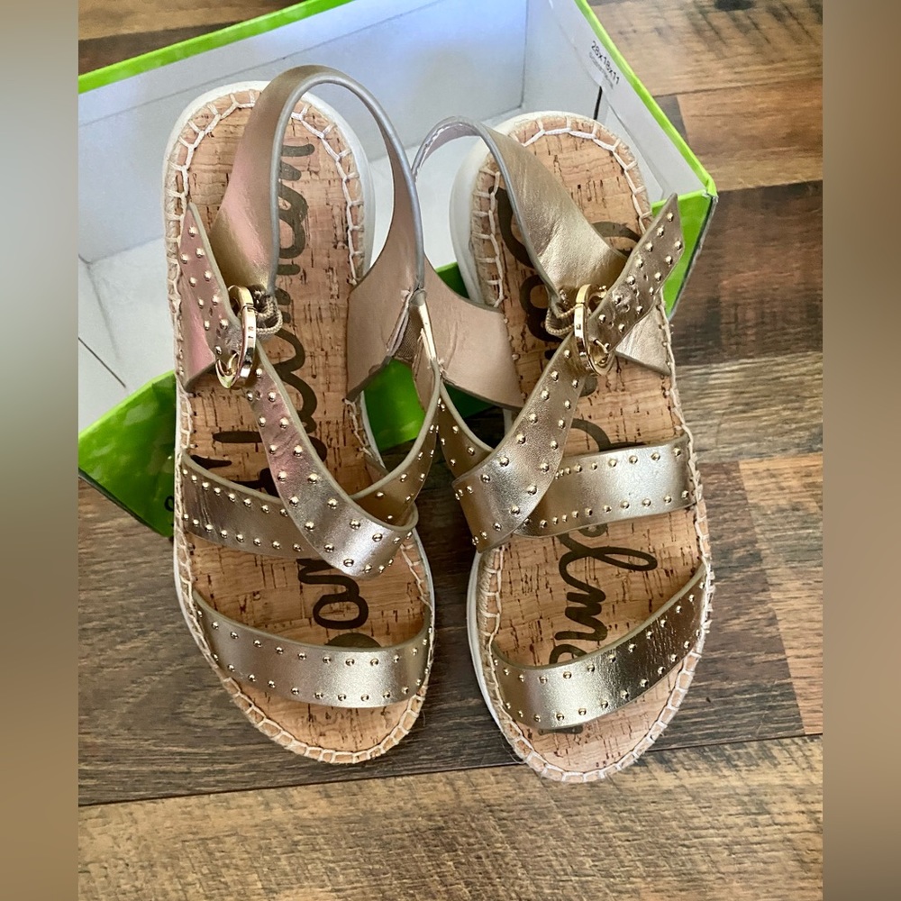 Sam Edelman brand new gold leather sandals